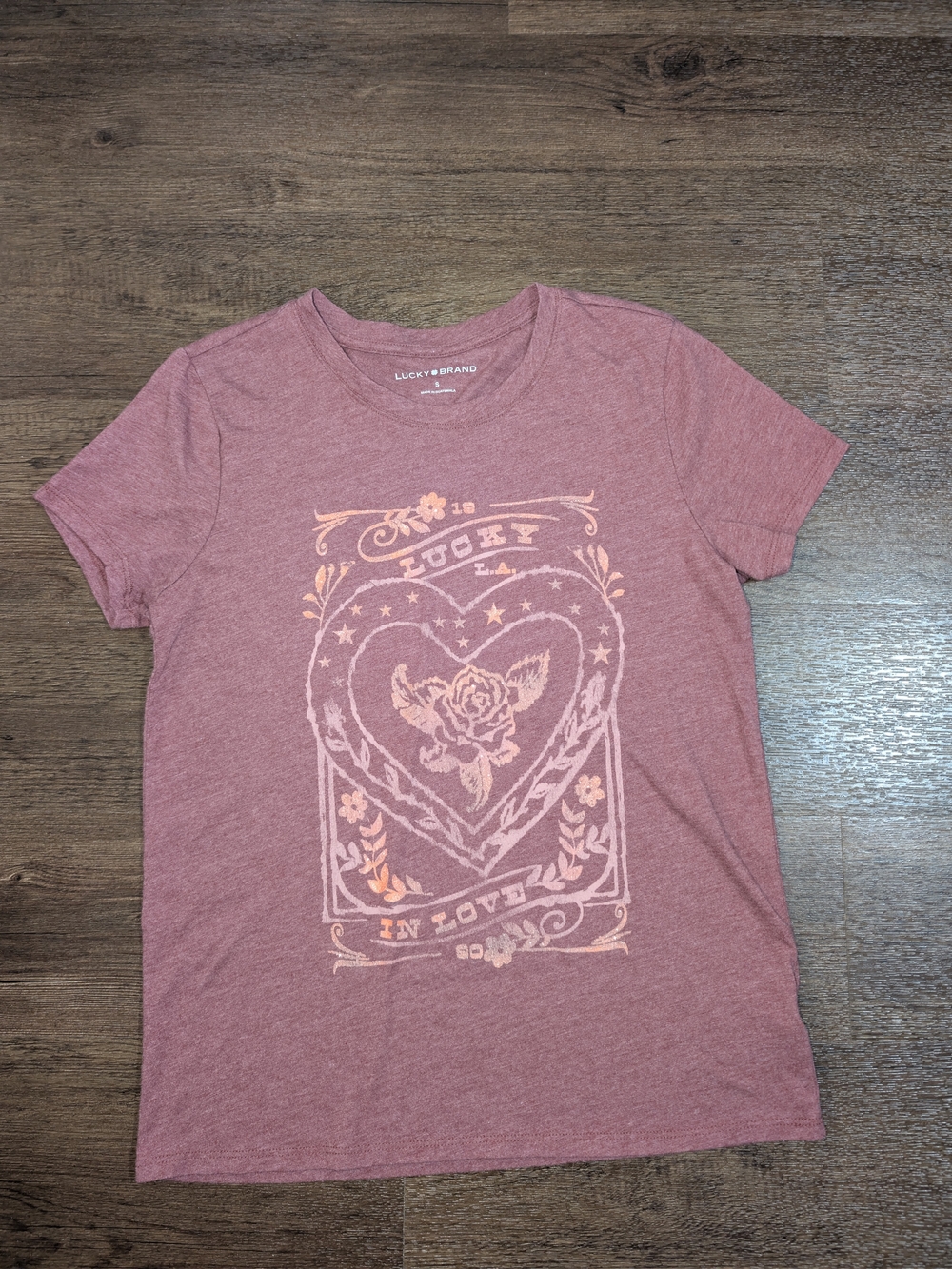 Lucky Brand Graphic Tee Size Small, Rose